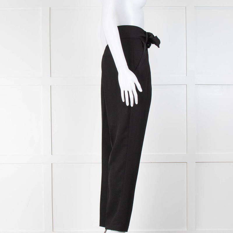 Ba&sh Black Front Pleats High Waisted Belted Trousers