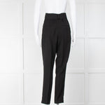 Ba&sh Black Front Pleats High Waisted Belted Trousers