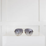 Tom Ford Silver Metal Aviator Sunglasses