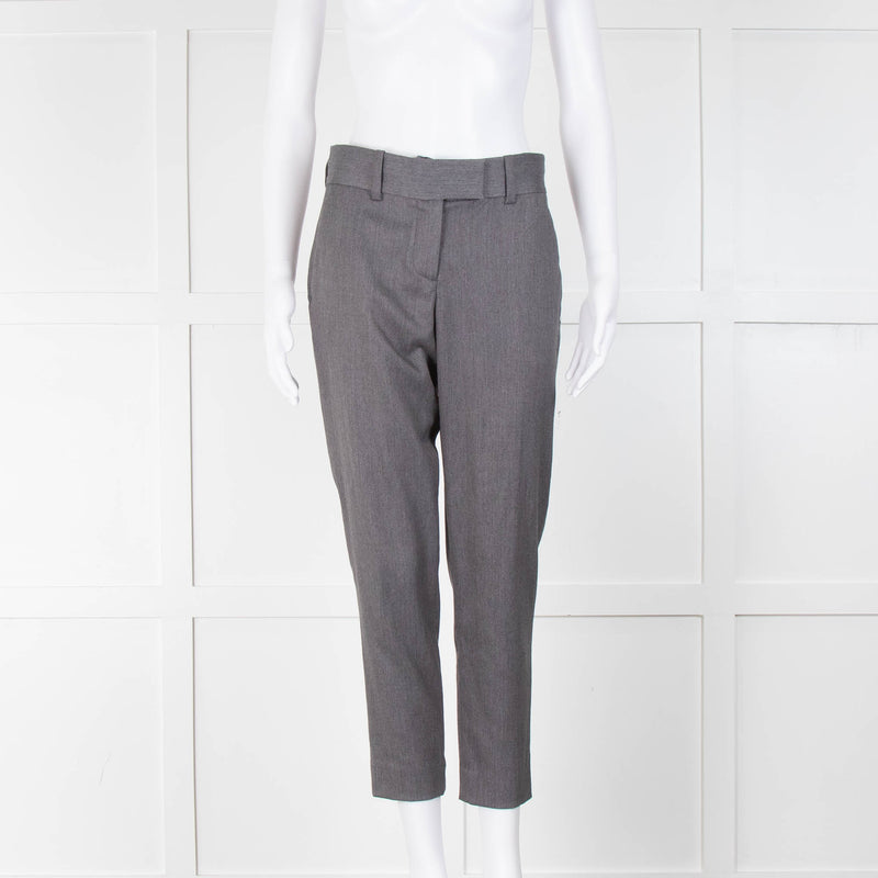 L'Agence Grey Straight Cropped Trousers