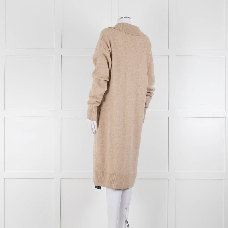 Joseph Beige Wool Polo V Neck Long Sleeve Dress