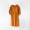 The Meaning Well Mustard Velvet Puff Sleeve Margot Dress