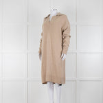 Joseph Beige Wool Polo V Neck Long Sleeve Dress