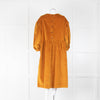 The Meaning Well Mustard Velvet Puff Sleeve Margot Dress