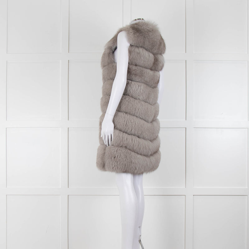 Jane & Tash Grey Fox Fur Long Gilet