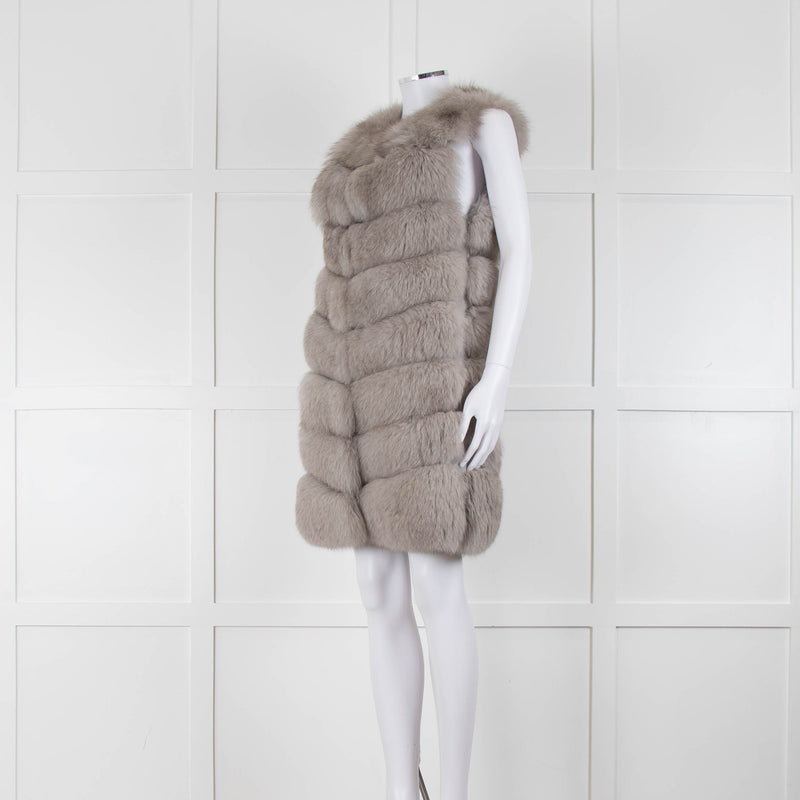 Jane & Tash Grey Fox Fur Long Gilet