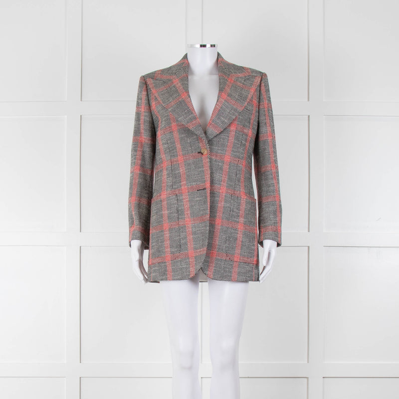 Gucci Cream Black Red Check Blazer Jacket