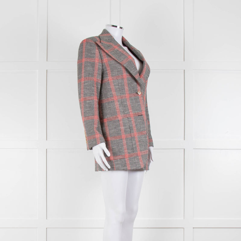 Gucci Cream Black Red Check Blazer Jacket