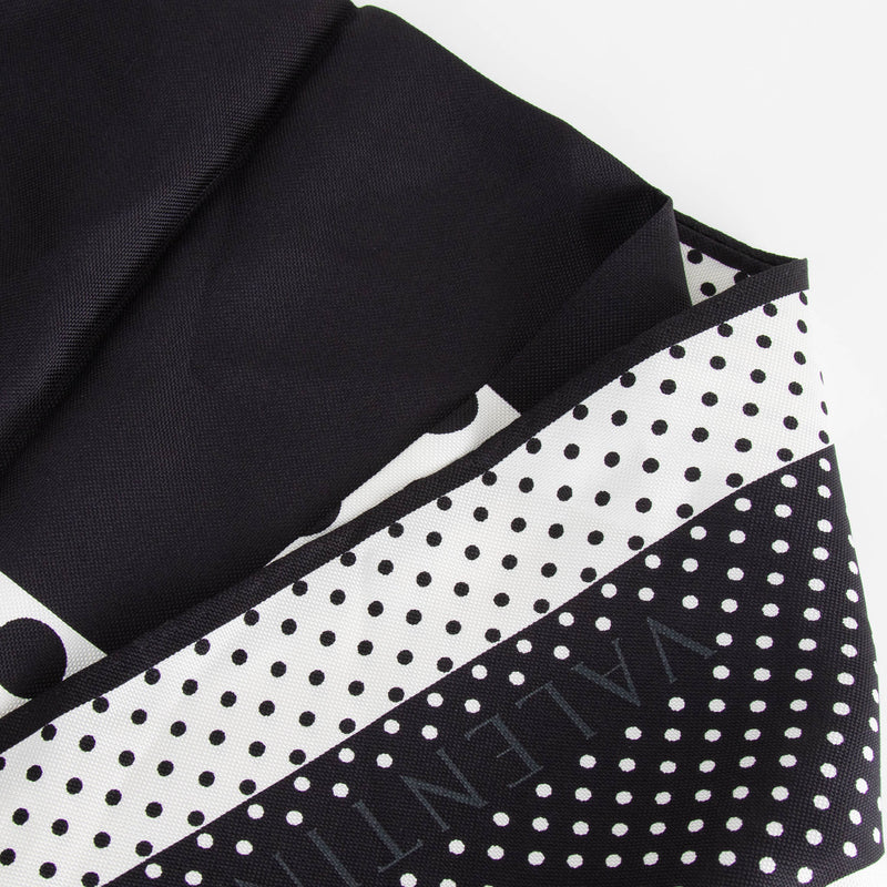 Valentino 100% Silk Black And White Polka Dot Square Scarf