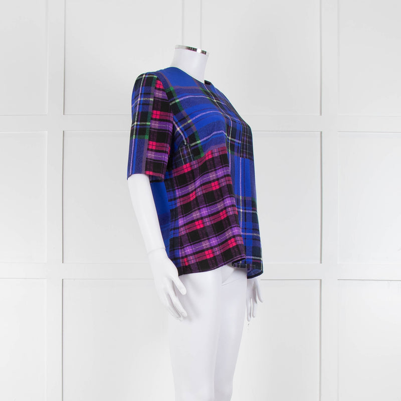 Victoria Victoria Beckham Royal Blue Pink Short Sleeve Check