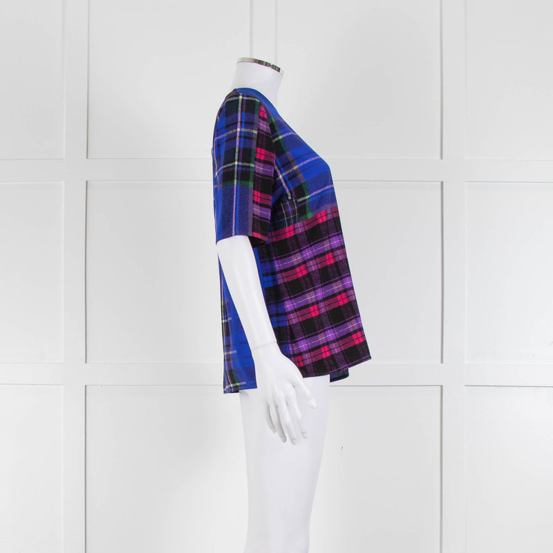 Victoria Victoria Beckham Royal Blue Pink Short Sleeve Check