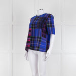 Victoria Victoria Beckham Royal Blue Pink Short Sleeve Check