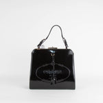 Prada Black Patent Spazzolato Box Frame Bag