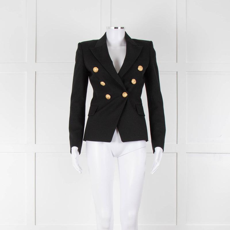 Balmain Black Fitted Jacket With Gold Buttons