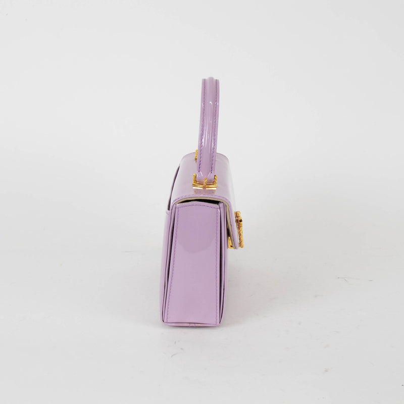 Launer London Lilac Iris Patent Leather Mini Bag