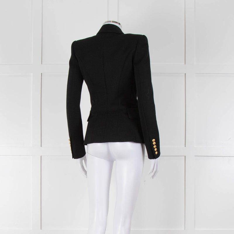 Balmain Black Fitted Jacket With Gold Buttons