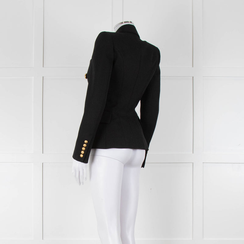 Balmain Black Fitted Jacket With Gold Buttons