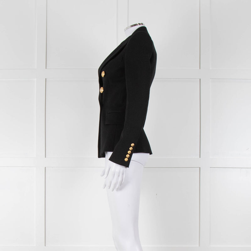 Balmain Black Fitted Jacket With Gold Buttons