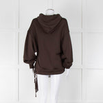 Diesel Brown Zip Up Bana Hoodie With Hem Detail