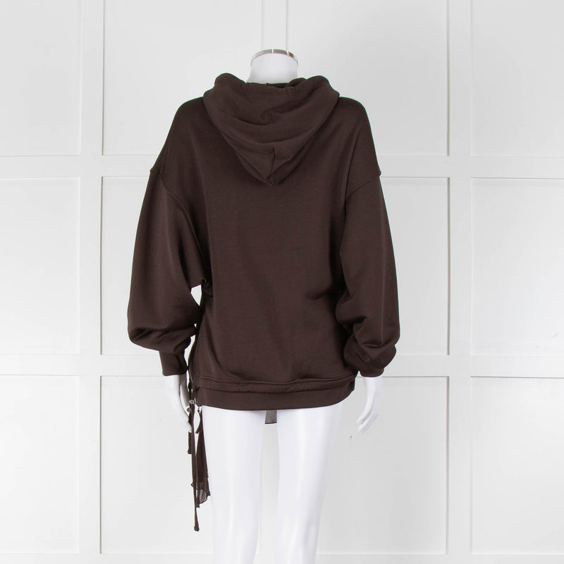 Diesel Brown Zip Up Bana Hoodie With Hem Detail