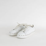 Kennel and Schemenger White Leather Trainer with Silver Studs