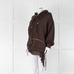 Diesel Brown Zip Up Bana Hoodie With Hem Detail