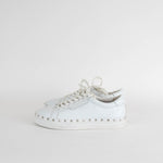 Kennel and Schemenger White Leather Trainer with Silver Studs