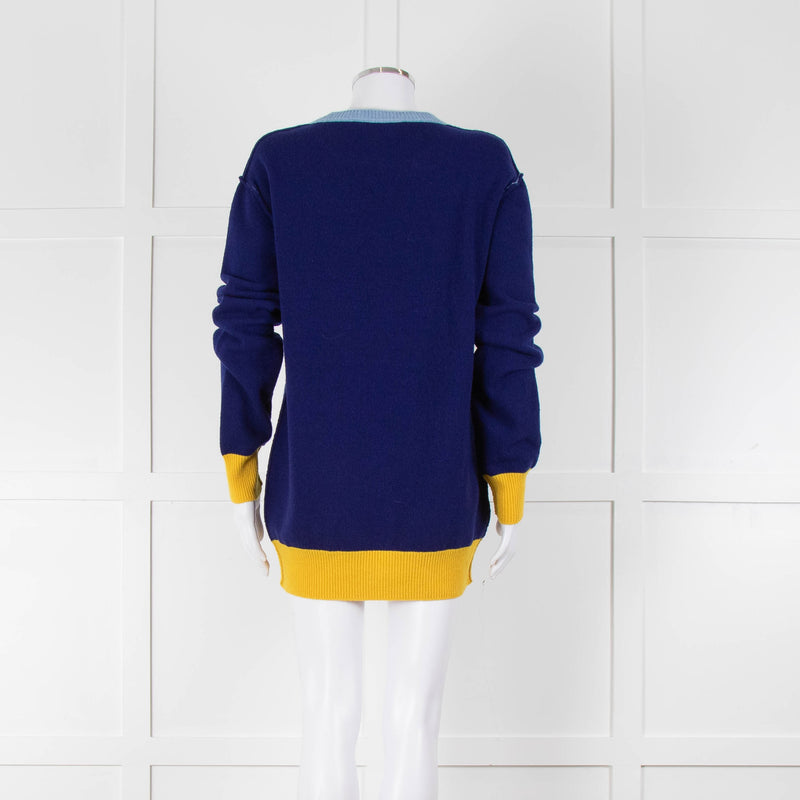 Marni Blue With Yellow Logo Jumper