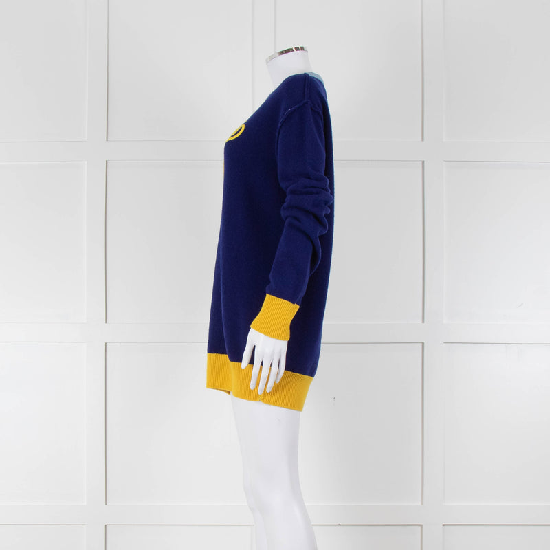 Marni Blue With Yellow Logo Jumper