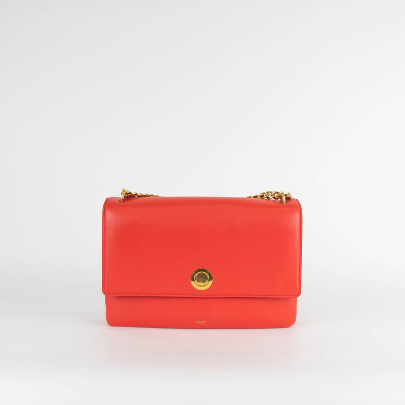 Celine Red Lambskin Coin Flap Bag