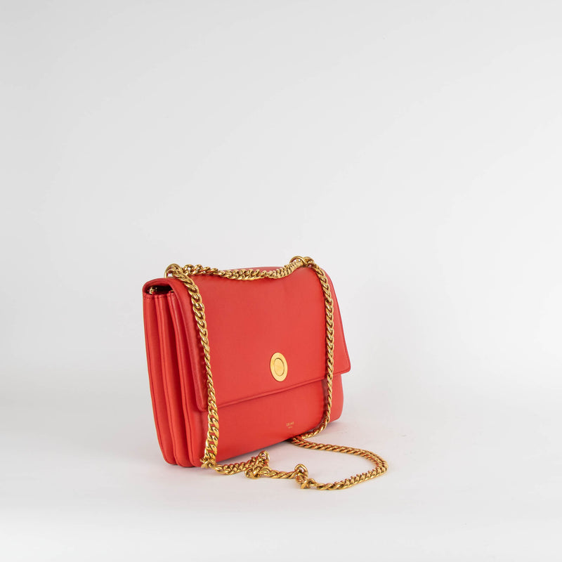 Celine Red Lambskin Coin Flap Bag