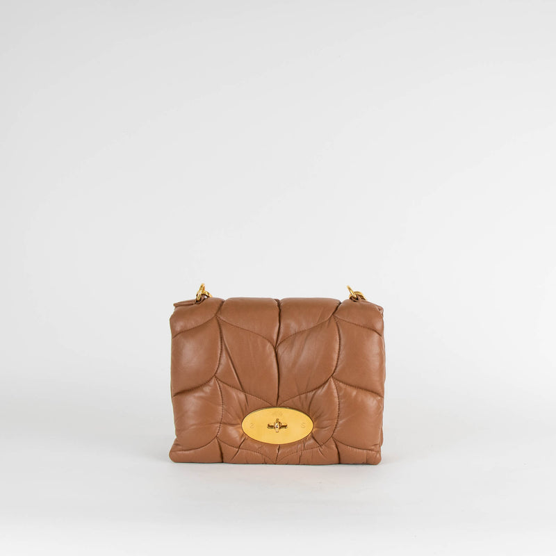 Mulberry Tabacco Brown Quilted Little Softie Pillow Bag