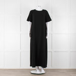 The Row Black Full Length Crepe Short Sleeve Shift Dress