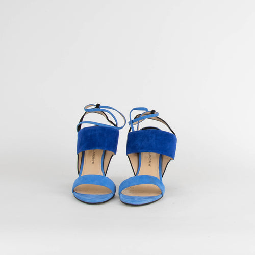 Paul Andrew Blue Suede Block Heeled Sandals