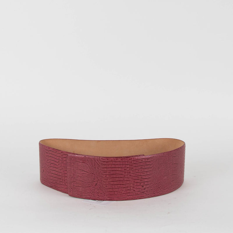 Max Mara Dusky Pink Embossed Leather Wide Corset Belt