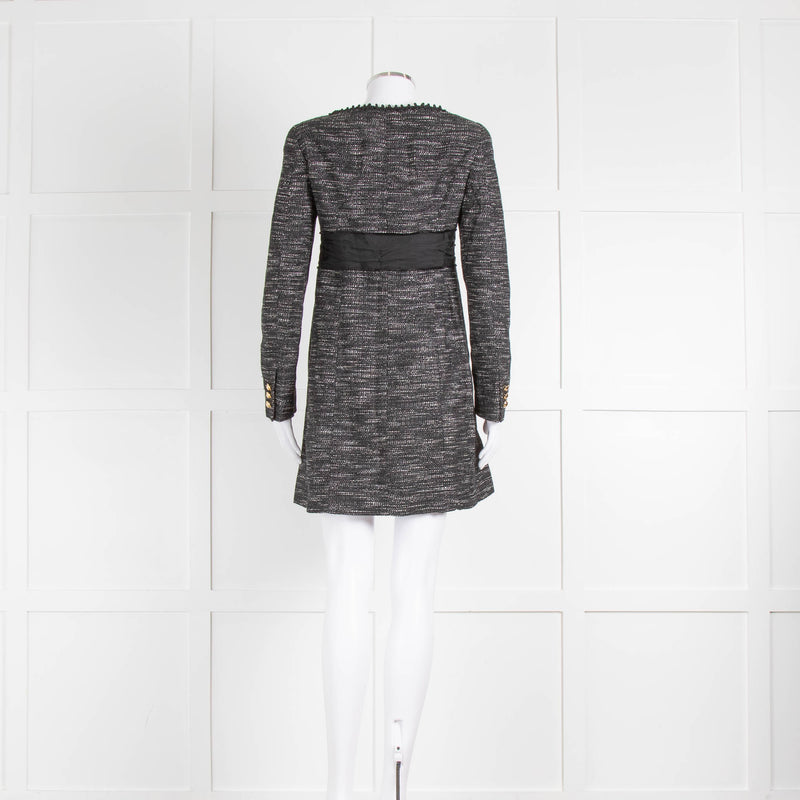 Moschino Black White Tweed  Gold Button Coat