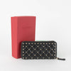 Valentino Garavani Black Leather Spike Zip Around Wallet