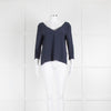 Sezane Navy Textured V-Neck Top