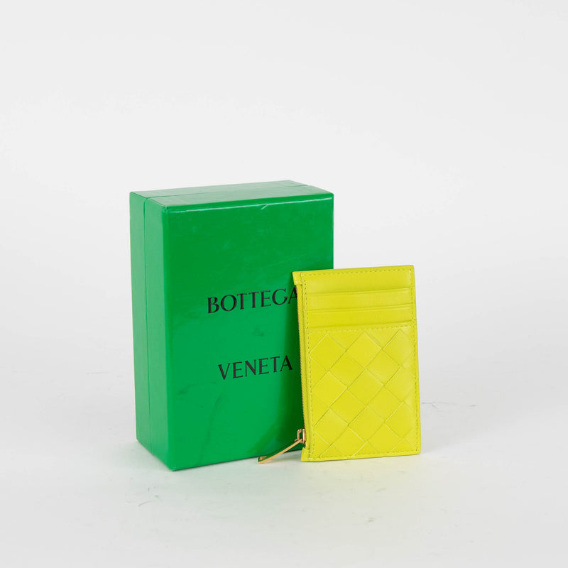 Bottega Veneta Lime Green Intrecciato Coin Pouch and Cardholder