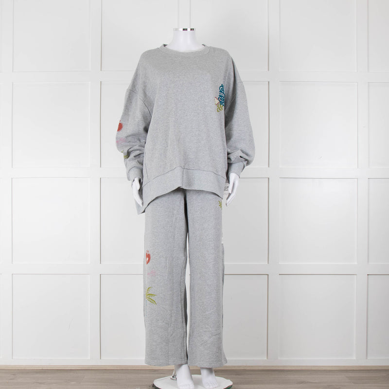 Never Fully Dressed Grey Graphic Oversized Sweatshirt