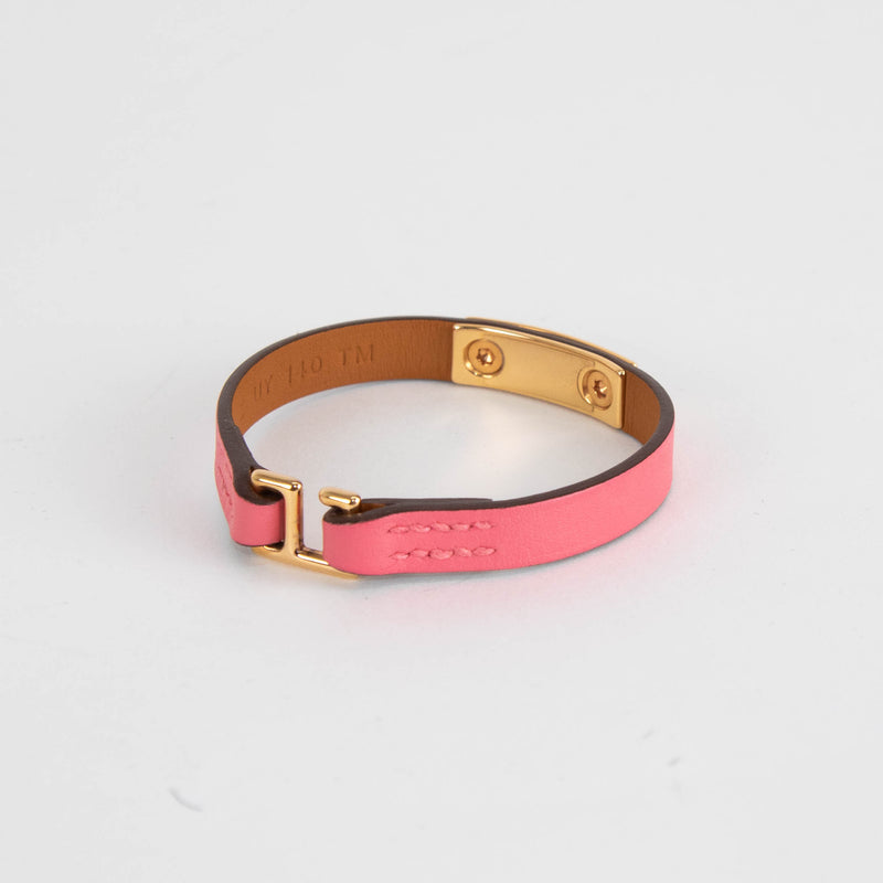 Hermes Pink Leather Rivale Mini Bracelet