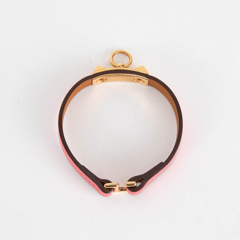 Hermes Pink Leather Rivale Mini Bracelet