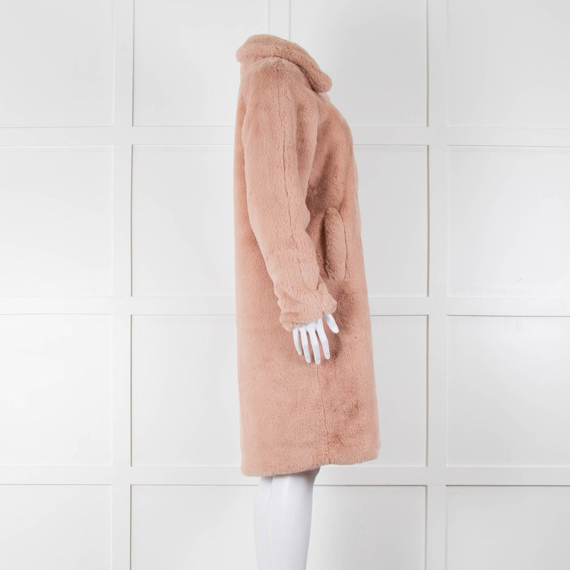 Rino & Pelle Pink Zonna Long Faux Fur Coat