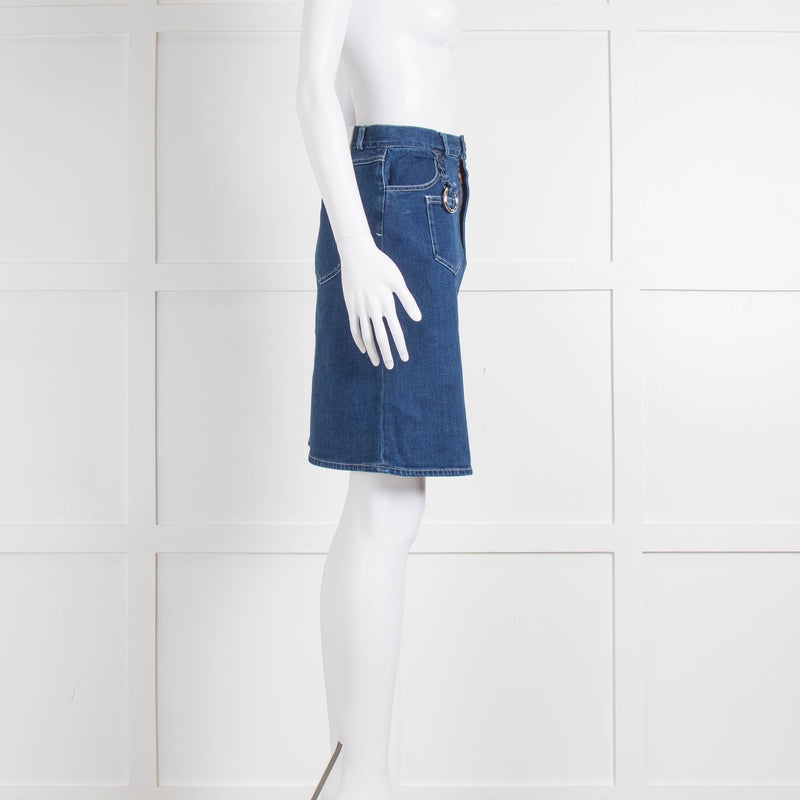 See By Chloe Blue Denim Plait Detail Skirt