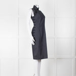 Miu Miu Dark Blue Chambray Cheongsam Collar Dress