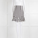 Dolce & Gabbana Black White Striped Frill Bottom Mini Skirt