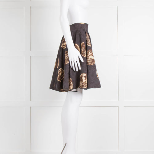 Dolce & Gabbana Brown Coin Print Full Mini Skirt