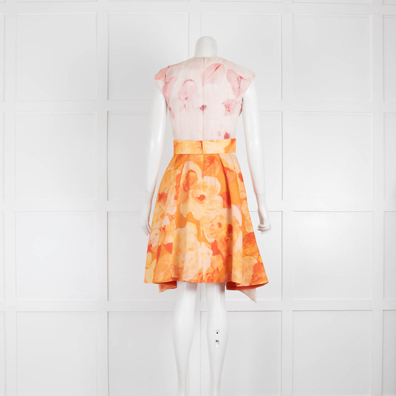 Christian Dior Blush Pink Orange Floral Sleeveless Dress