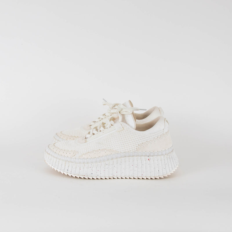 Chloe White Knitted Nama Sneakers