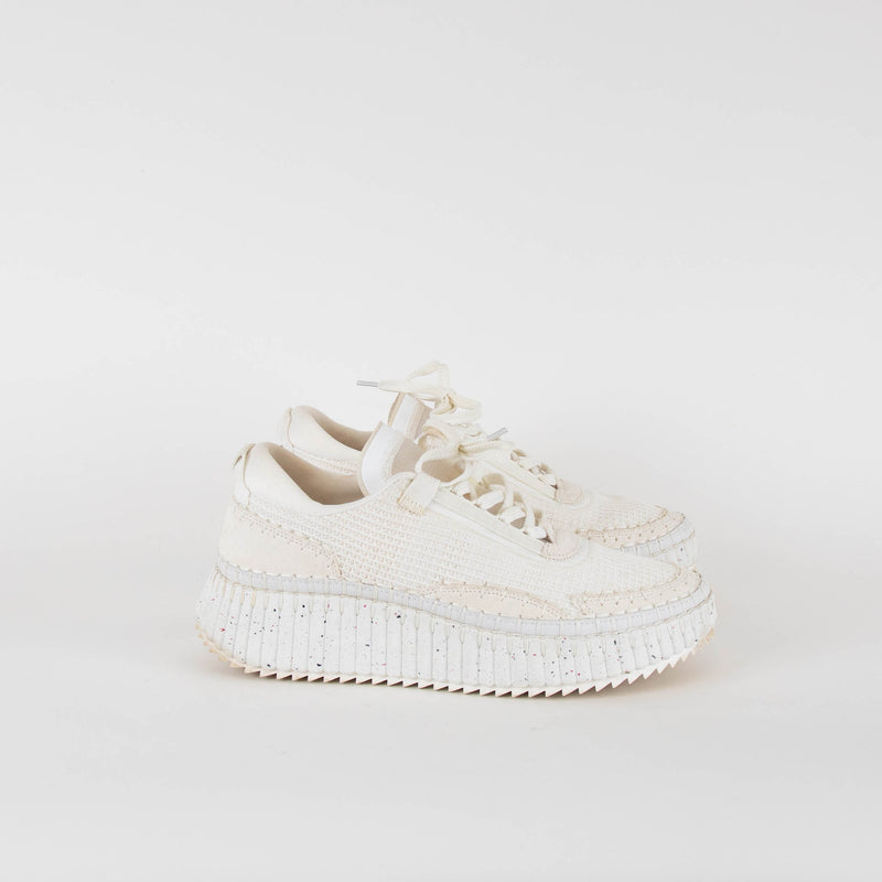 Chloe White Knitted Nama Sneakers